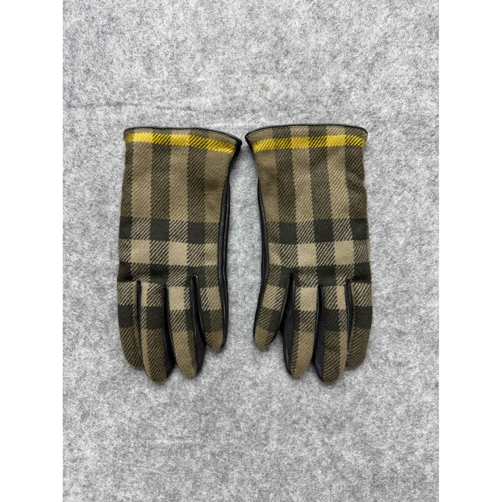 Burberry Victoria Check Cashmere Lined Lamb Leather Palm Merino Wool Gloves 8.5